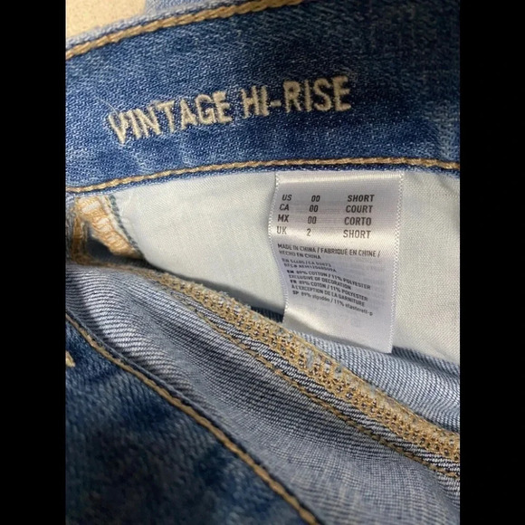 American Eagle Outfitters Vintage Hi Rise Distressed Embroidered Jean Sz 00 S - Picture 3 of 12
